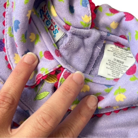 2 Small Steps Yellow & Purple Fall Winter Tulip Sweater Pant Sets Sz 12 months - Picture 2 of 7